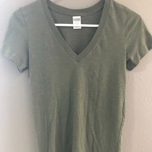 Victoria’s Secret Pink V Neck Tee - Olive